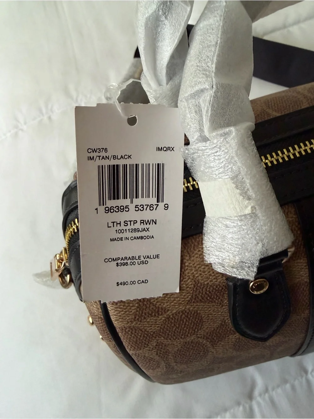 Coach Brown Signature Canvas Mini Satchel with Black Center Panel - Picture 3 of 6